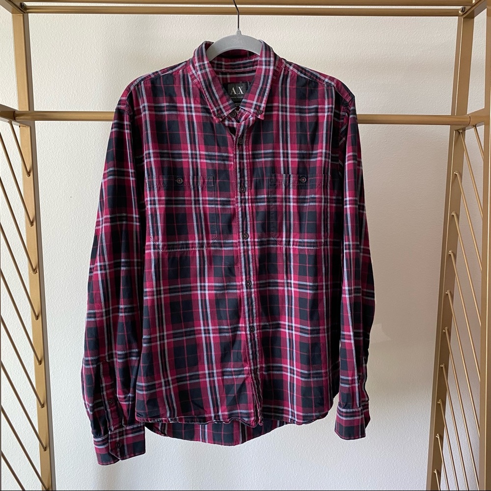 ARMANI EXCHANGE Plaid Button-Up